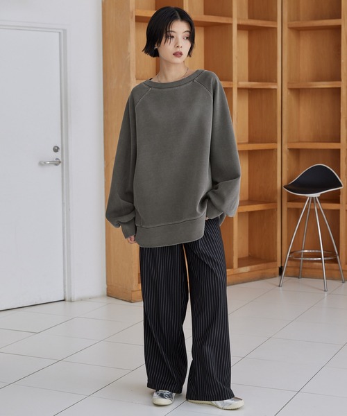 選べる着丈】ピグメントボートネックオーバーサイズダンボール