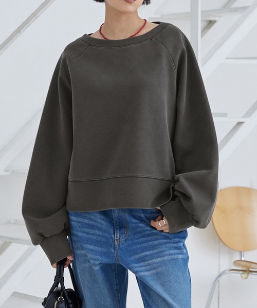 選べる着丈】ピグメントボートネックオーバーサイズダンボール