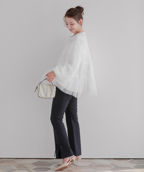Fit more(フィットモア)の「サイドスリットリボンフレアパンツ(その他パンツ・レディース・ベージュ/ネイビー/ブラック・S/PS/M)」の15枚目の写真