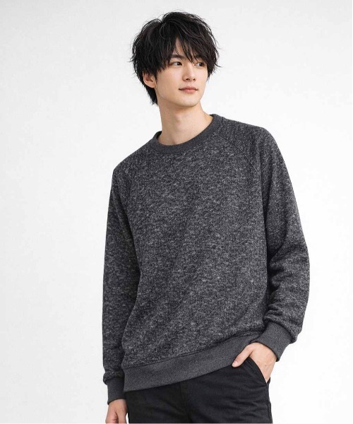 JEMORGAN(ジェーイーモーガン)の「【JEMORGAN / ジェーイーモーガン】ニットフリースポケット付きクルーネックトレーナー(スウェット・メンズ・マルチ/杢グレー/チャコールグレー・MEDIUM/LARGE/X-LARGE)」の1枚目の写真