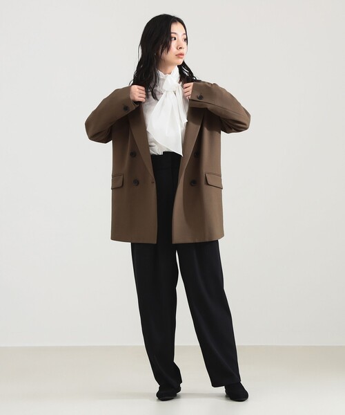 ダブルクロス ロング ジャケット（テーラードジャケット）｜Demi-Luxe