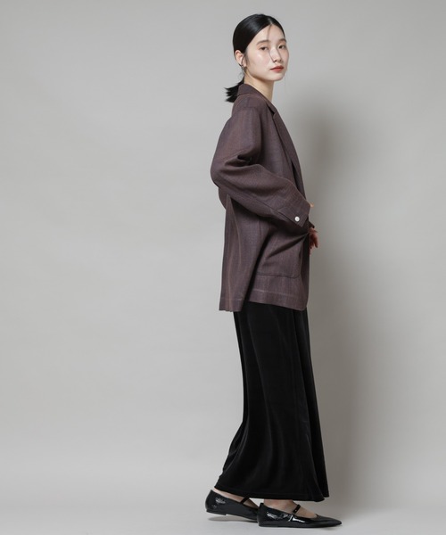 NANO universe（ナノユニバース）の「ベロアカットナロースカート(セットアップ可)（スカート・レディース・グリーン系その他4/レッド系その他/ブラック・FREE）」の9枚目の写真