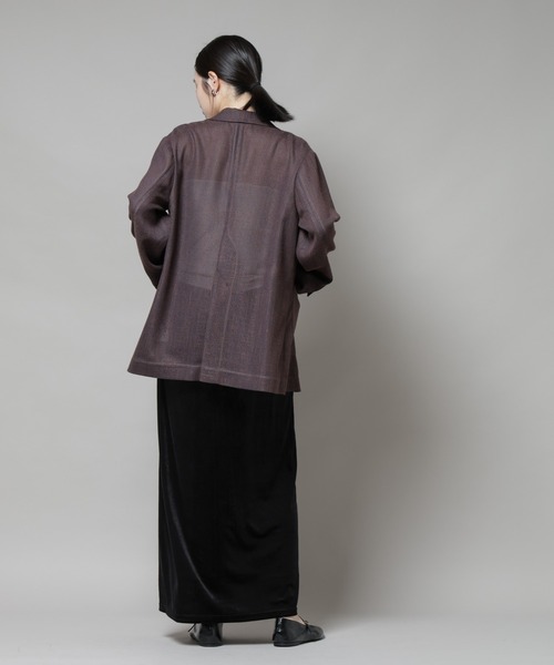 NANO universe（ナノユニバース）の「ベロアカットナロースカート(セットアップ可)（スカート・レディース・グリーン系その他4/レッド系その他/ブラック・FREE）」の10枚目の写真