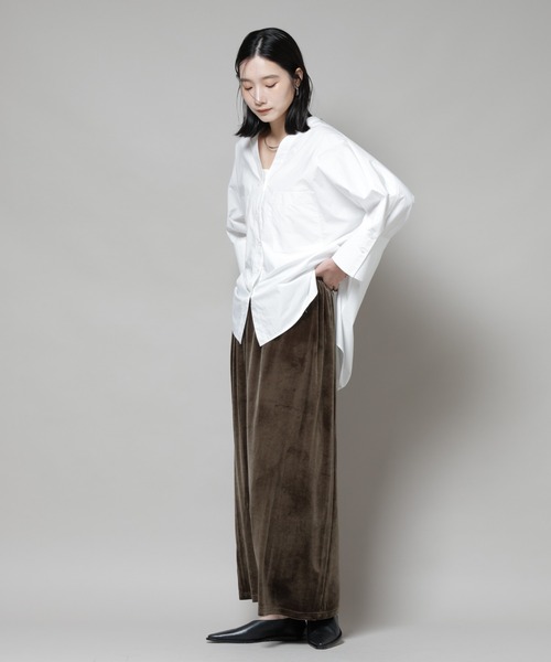 NANO universe（ナノユニバース）の「ベロアカットナロースカート(セットアップ可)（スカート・レディース・グリーン系その他4/レッド系その他/ブラック・FREE）」の14枚目の写真