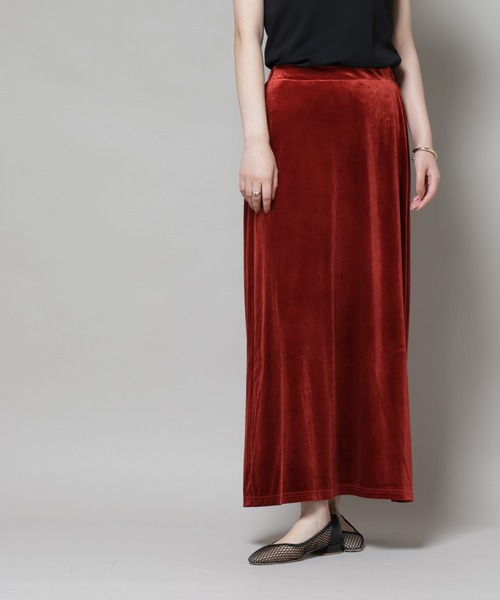 NANO universe（ナノユニバース）の「ベロアカットナロースカート(セットアップ可)（スカート・レディース・グリーン系その他4/レッド系その他/ブラック・FREE）」の21枚目の写真