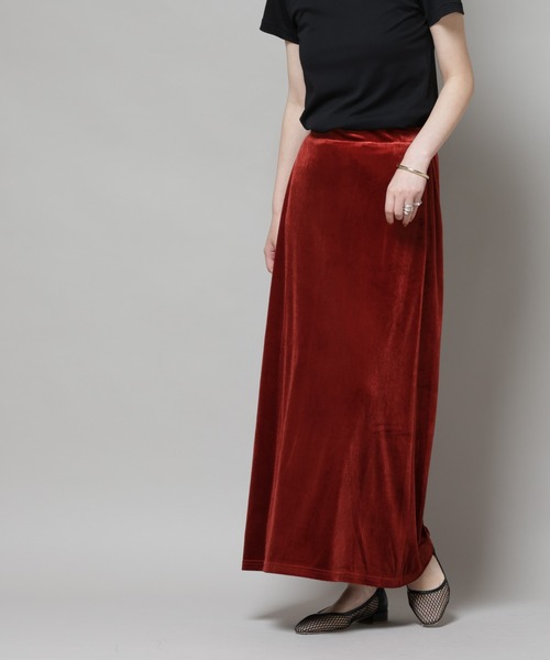 NANO universe（ナノユニバース）の「ベロアカットナロースカート(セットアップ可)（スカート・レディース・グリーン系その他4/レッド系その他/ブラック・FREE）」の20枚目の写真