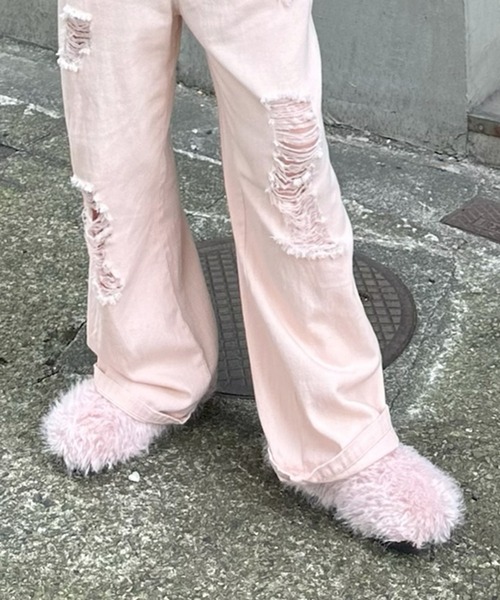 Alley Tokyo(アリートーキョー)の「ファーのもこもこスリッパ(パンプス・レディース・ブラウン/ピンク・MEDIUM/LARGE)」の3枚目の写真