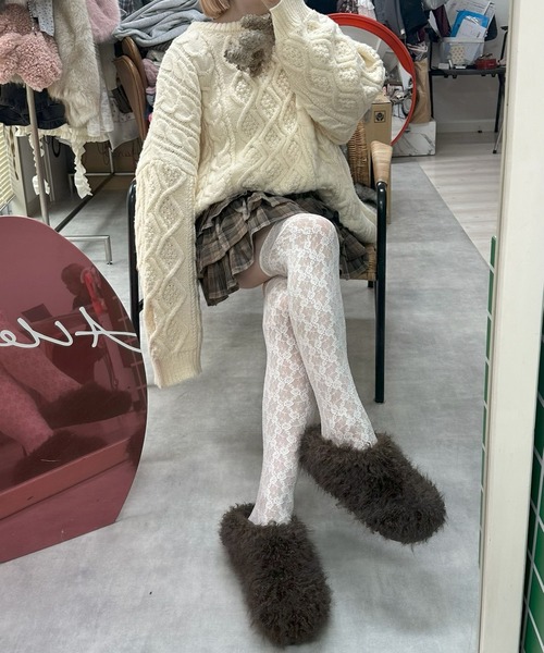 Alley Tokyo(アリートーキョー)の「ファーのもこもこスリッパ(パンプス・レディース・ブラウン/ピンク・MEDIUM/LARGE)」の8枚目の写真