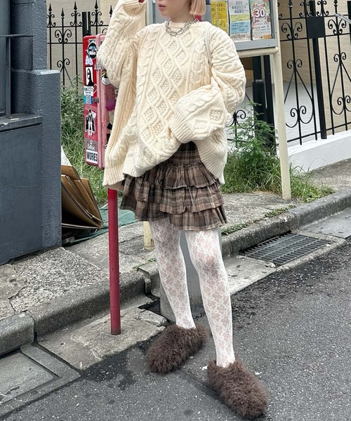 Alley Tokyo(アリートーキョー)の「ファーのもこもこスリッパ(パンプス・レディース・ブラウン/ピンク・MEDIUM/LARGE)」の10枚目の写真