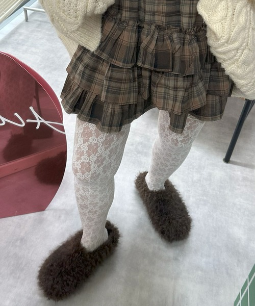 Alley Tokyo(アリートーキョー)の「ファーのもこもこスリッパ(パンプス・レディース・ブラウン/ピンク・MEDIUM/LARGE)」の13枚目の写真