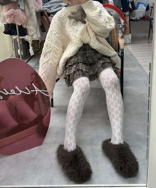 Alley Tokyo(アリートーキョー)の「ファーのもこもこスリッパ(パンプス・レディース・ブラウン/ピンク・MEDIUM/LARGE)」の16枚目の写真