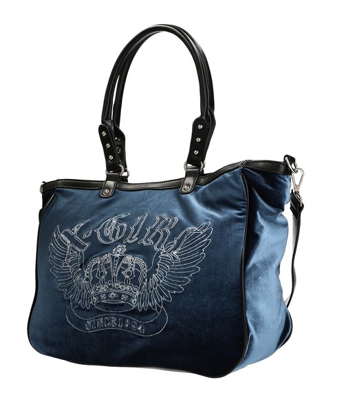 X-girl（エックスガール）の「VELOUR 2WAY BAG（ショルダーバッグ・レディース・ブラック/ネイビー・ONE SIZE）」の2枚目の写真