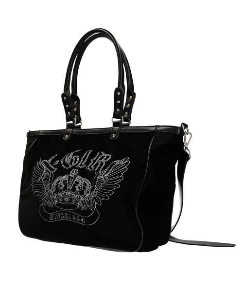 X-girl（エックスガール）の「VELOUR 2WAY BAG（ショルダーバッグ・レディース・ブラック/ネイビー・ONE SIZE）」の3枚目の写真