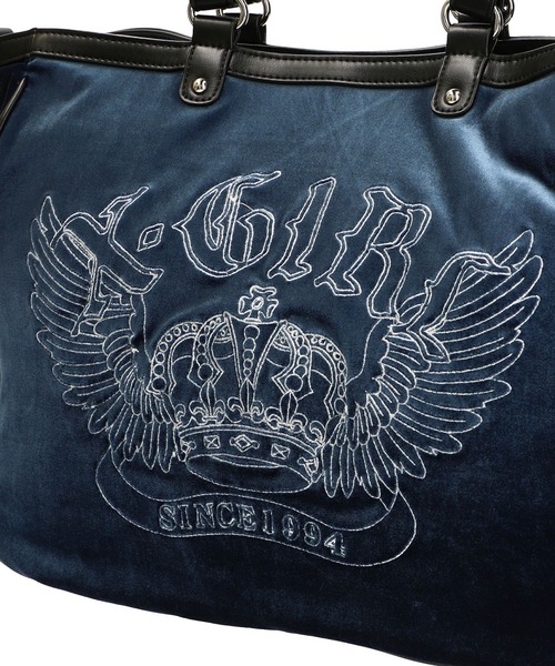 X-girl（エックスガール）の「VELOUR 2WAY BAG（ショルダーバッグ・レディース・ブラック/ネイビー・ONE SIZE）」の9枚目の写真