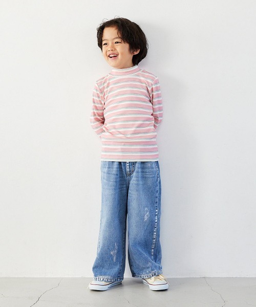 Fluffy BROTHERS（フラッフィーブラザーズ）の「もちもちハイネックロンT（Tシャツ/カットソー・キッズ・ブルー/ピンク/ブラック・90/100/110/120/80/130）」の3枚目の写真