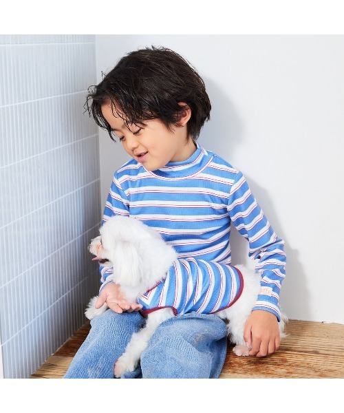 Fluffy BROTHERS（フラッフィーブラザーズ）の「もちもちハイネックロンT（Tシャツ/カットソー・キッズ・ブルー/ピンク/ブラック・90/100/110/120/80/130）」の7枚目の写真