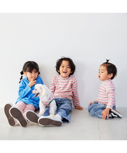 Fluffy BROTHERS（フラッフィーブラザーズ）の「もちもちハイネックロンT（Tシャツ/カットソー・キッズ・ブルー/ピンク/ブラック・90/100/110/120/80/130）」の8枚目の写真