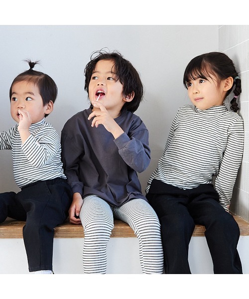 Fluffy BROTHERS（フラッフィーブラザーズ）の「もちもちハイネックロンT（Tシャツ/カットソー・キッズ・ブルー/ピンク/ブラック・90/100/110/120/80/130）」の10枚目の写真