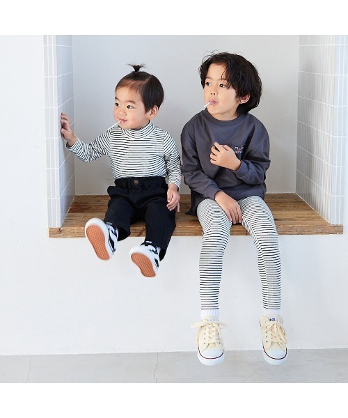 Fluffy BROTHERS（フラッフィーブラザーズ）の「もちもちハイネックロンT（Tシャツ/カットソー・キッズ・ブルー/ピンク/ブラック・90/100/110/120/80/130）」の12枚目の写真