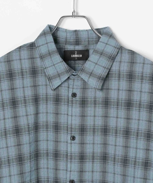 ALAND（エーランド）の「LAND MUSEUM／リップルチェック長袖シャツ（シャツ/ブラウス・メンズ・グレー/ブルー・MEDIUM/LARGE）」の6枚目の写真