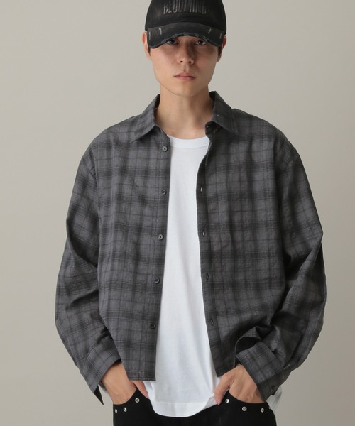 ALAND（エーランド）の「LAND MUSEUM／リップルチェック長袖シャツ（シャツ/ブラウス・メンズ・グレー/ブルー・MEDIUM/LARGE）」の21枚目の写真