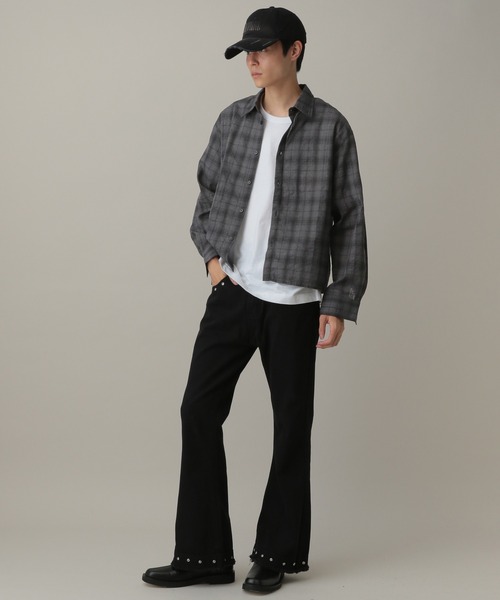 ALAND（エーランド）の「LAND MUSEUM／リップルチェック長袖シャツ（シャツ/ブラウス・メンズ・グレー/ブルー・MEDIUM/LARGE）」の15枚目の写真