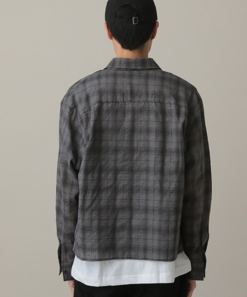 ALAND（エーランド）の「LAND MUSEUM／リップルチェック長袖シャツ（シャツ/ブラウス・メンズ・グレー/ブルー・MEDIUM/LARGE）」の14枚目の写真