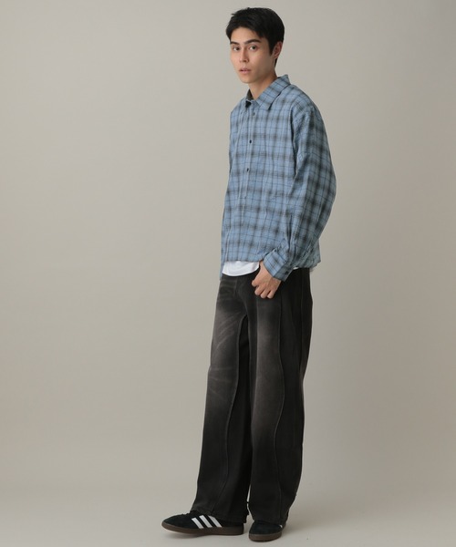 ALAND（エーランド）の「LAND MUSEUM／リップルチェック長袖シャツ（シャツ/ブラウス・メンズ・グレー/ブルー・MEDIUM/LARGE）」の22枚目の写真