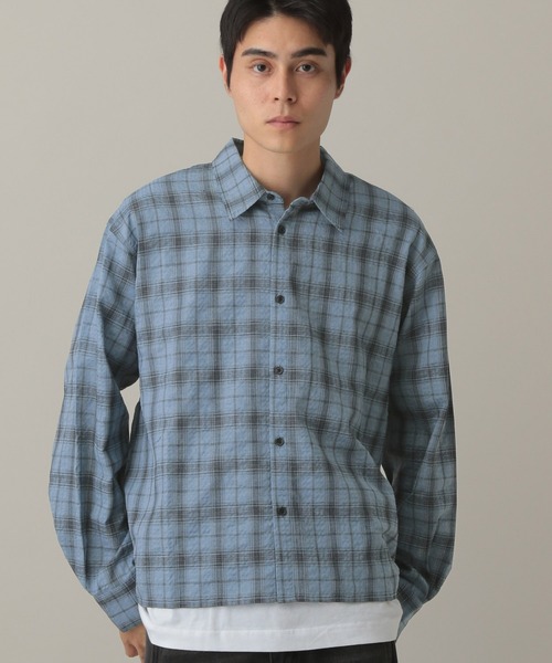 ALAND（エーランド）の「LAND MUSEUM／リップルチェック長袖シャツ（シャツ/ブラウス・メンズ・グレー/ブルー・MEDIUM/LARGE）」の17枚目の写真