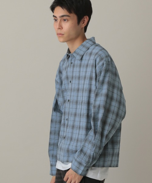 ALAND（エーランド）の「LAND MUSEUM／リップルチェック長袖シャツ（シャツ/ブラウス・メンズ・グレー/ブルー・MEDIUM/LARGE）」の11枚目の写真