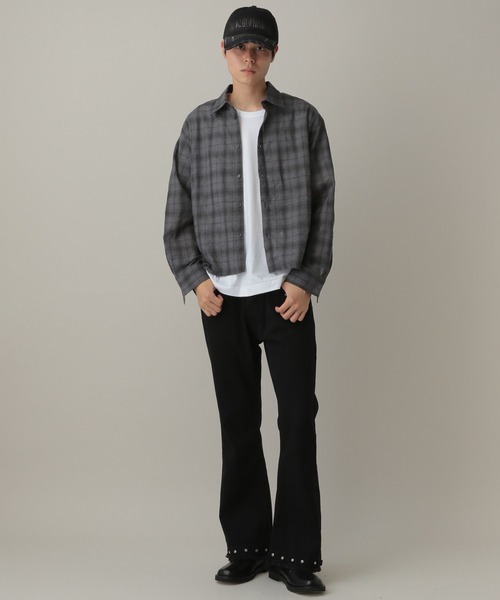 ALAND（エーランド）の「LAND MUSEUM／リップルチェック長袖シャツ（シャツ/ブラウス・メンズ・グレー/ブルー・MEDIUM/LARGE）」の19枚目の写真