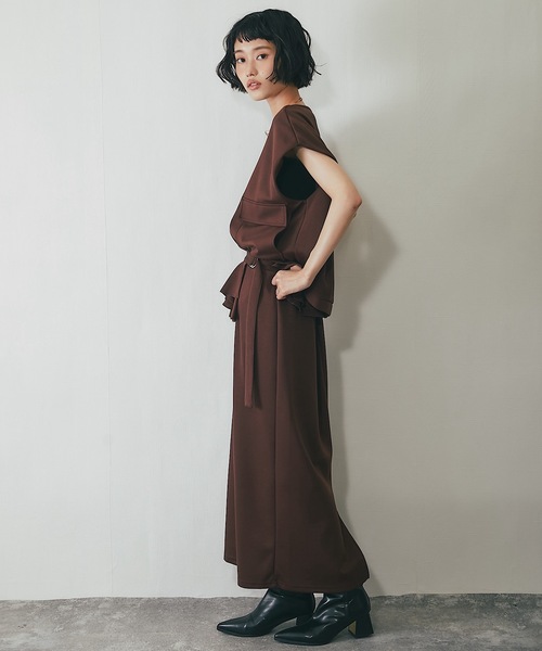 ANOTHER S（アナザーエス）の「ラップフリル付きポンチ素材スカート（スカート・レディース・チャコールグレー/ブラック/ブラウン/アイボリー・M）」の20枚目の写真