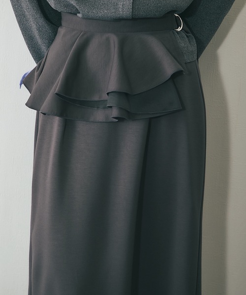 ANOTHER S（アナザーエス）の「ラップフリル付きポンチ素材スカート（スカート・レディース・チャコールグレー/ブラック/ブラウン/アイボリー・M）」の13枚目の写真