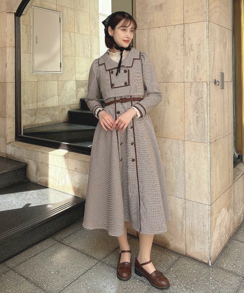 an another angelus（アンアナザーアンジェラス）の「【セットアップ】配色使いミニ千鳥ショートジャケットセットアップ（セットアップ・レディース・ブラック×グレー/ベージュ・FREE）」の3枚目の写真