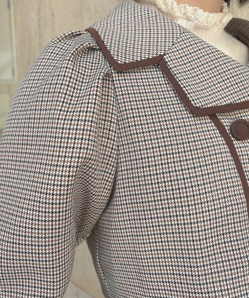 an another angelus（アンアナザーアンジェラス）の「【セットアップ】配色使いミニ千鳥ショートジャケットセットアップ（セットアップ・レディース・ブラック×グレー/ベージュ・FREE）」の6枚目の写真