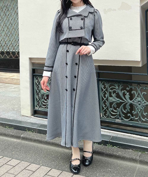 an another angelus（アンアナザーアンジェラス）の「【セットアップ】配色使いミニ千鳥ショートジャケットセットアップ（セットアップ・レディース・ブラック×グレー/ベージュ・FREE）」の12枚目の写真