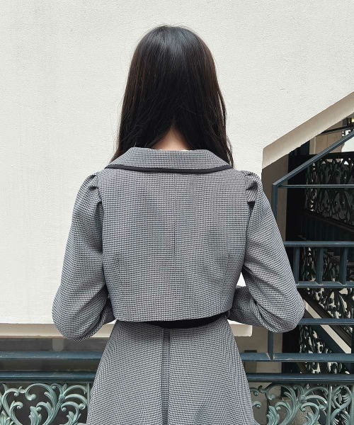 an another angelus（アンアナザーアンジェラス）の「【セットアップ】配色使いミニ千鳥ショートジャケットセットアップ（セットアップ・レディース・ブラック×グレー/ベージュ・FREE）」の18枚目の写真