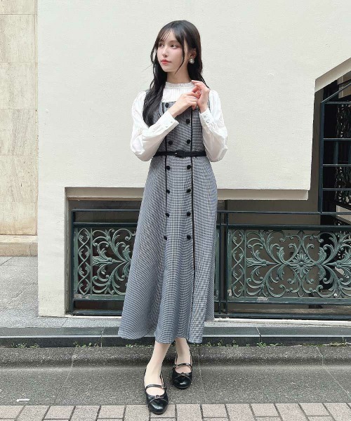 an another angelus（アンアナザーアンジェラス）の「【セットアップ】配色使いミニ千鳥ショートジャケットセットアップ（セットアップ・レディース・ブラック×グレー/ベージュ・FREE）」の20枚目の写真