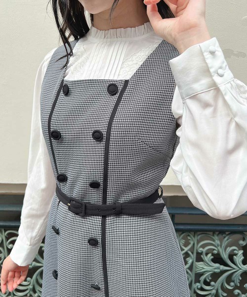 an another angelus（アンアナザーアンジェラス）の「【セットアップ】配色使いミニ千鳥ショートジャケットセットアップ（セットアップ・レディース・ブラック×グレー/ベージュ・FREE）」の21枚目の写真