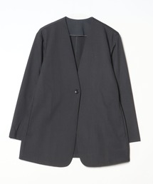 ブラック ノーカラージャケット オーバーサイズ オーバーサイズ」に該当するノーカラージャケットファッション