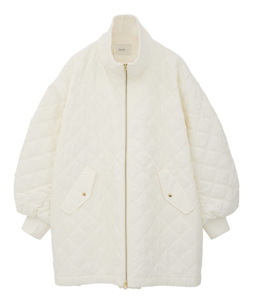 earth music&ecology（アースミュージックアンドエコロジー）の「【2025AW】キルティングバルーンコート（ブルゾン・レディース・アイボリー/ブラック・FREE）」の5枚目の写真