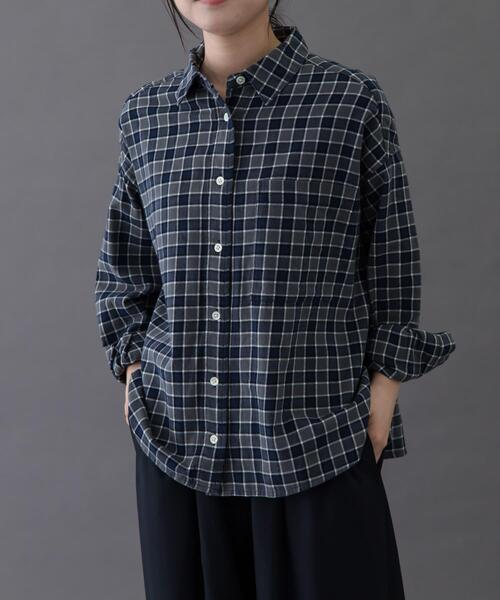 FORK&SPOON（フォークアンドスプーン）の「FORK&SPOON　ネルチェックシャツ（シャツ/ブラウス・レディース・アイボリー/ネイビー/ブラウン・1）」の3枚目の写真