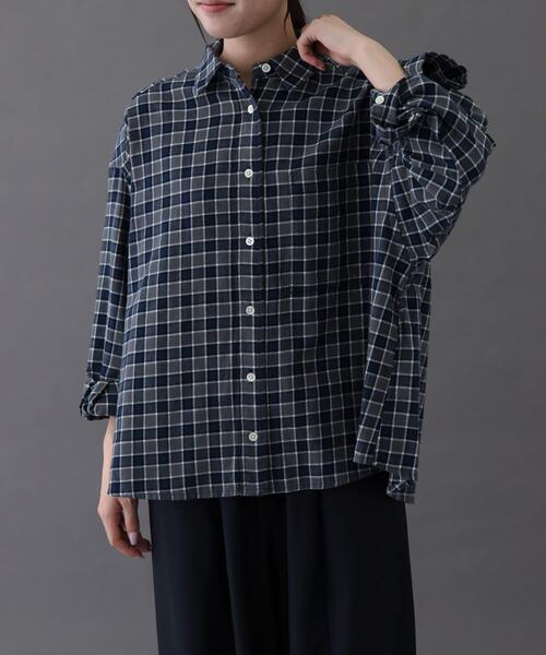 FORK&SPOON（フォークアンドスプーン）の「FORK&SPOON　ネルチェックシャツ（シャツ/ブラウス・レディース・アイボリー/ネイビー/ブラウン・1）」の7枚目の写真