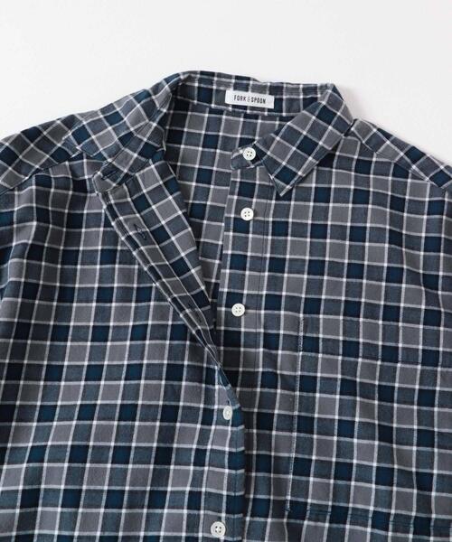 FORK&SPOON（フォークアンドスプーン）の「FORK&SPOON　ネルチェックシャツ（シャツ/ブラウス・レディース・アイボリー/ネイビー/ブラウン・1）」の12枚目の写真