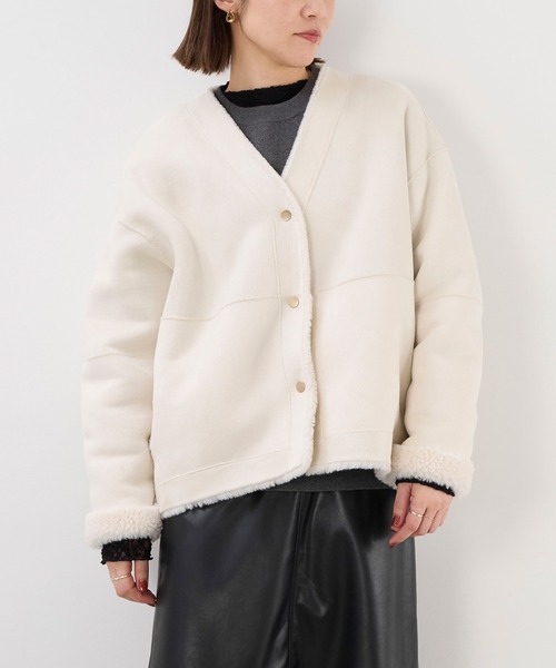 MICA & DEAL リバーシブルVネックボアコート リバーシブルVネックボアコート（その他アウター）｜MICA&DEAL（マイカ