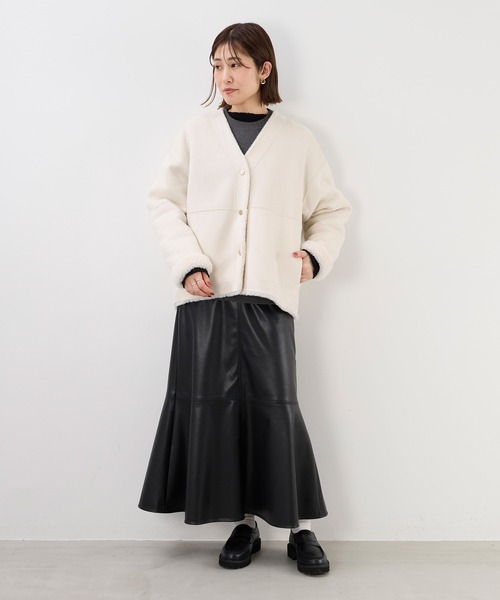 MICA&DEAL(マイカ&ディール)の「リバーシブルVネックボアコート(その他アウター・レディース・ブラウン/オフホワイト/ベージュ・FREE)」の9枚目の写真