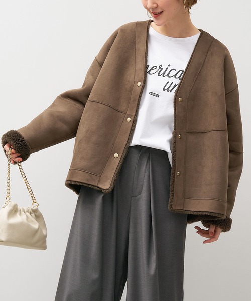 めゆMICA＆DEALリバーシブルVボアフェイクムートンコート MICA＆DEALリバーシブルVボアフェイクムートンコート - メルカリ