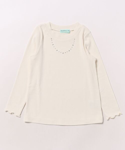 HAKKA KIDS(ハッカキッズ)の「ウォームフライス長袖Tシャツ(Tシャツ/カットソー・キッズ・オフホワイト/ピンク/チャコール・100cm/110cm/120cm/130cm)」の1枚目の写真