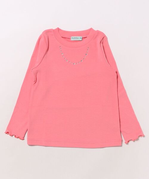 HAKKA KIDS(ハッカキッズ)の「ウォームフライス長袖Tシャツ(Tシャツ/カットソー・キッズ・オフホワイト/ピンク/チャコール・100cm/110cm/120cm/130cm)」の3枚目の写真