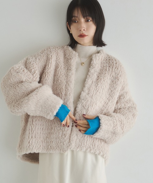 hunch（ハンチ）の「ノーカラー ファーコート（ノーカラーコート・レディース・ブラウン系その他/グレー系その他/アイボリー・FREE）」の20枚目の写真